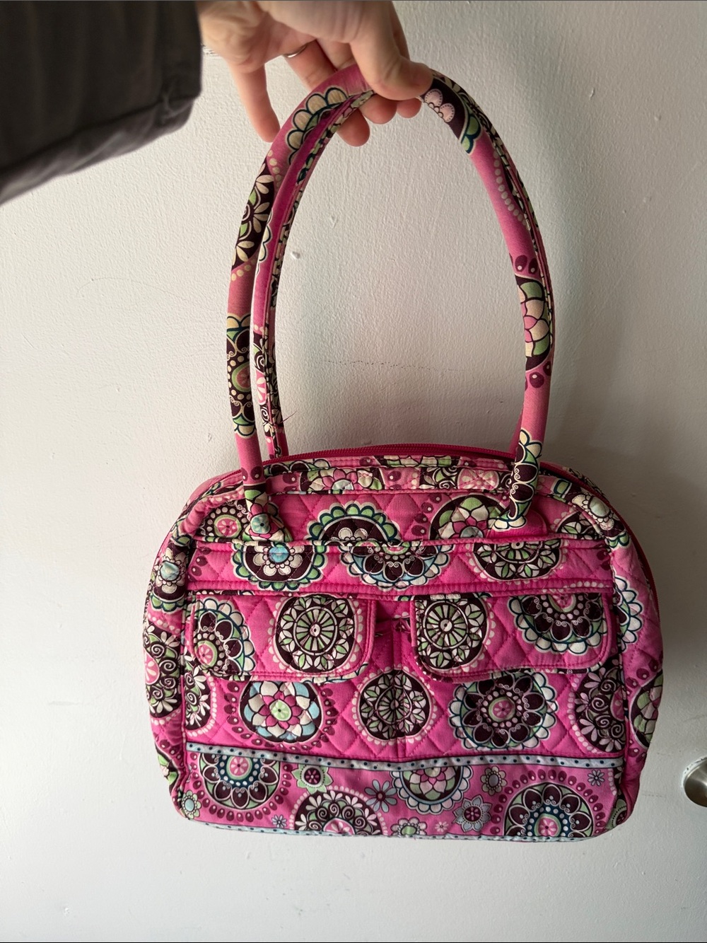 Pink Vera Bradley Quilted Floral Tote Handbag